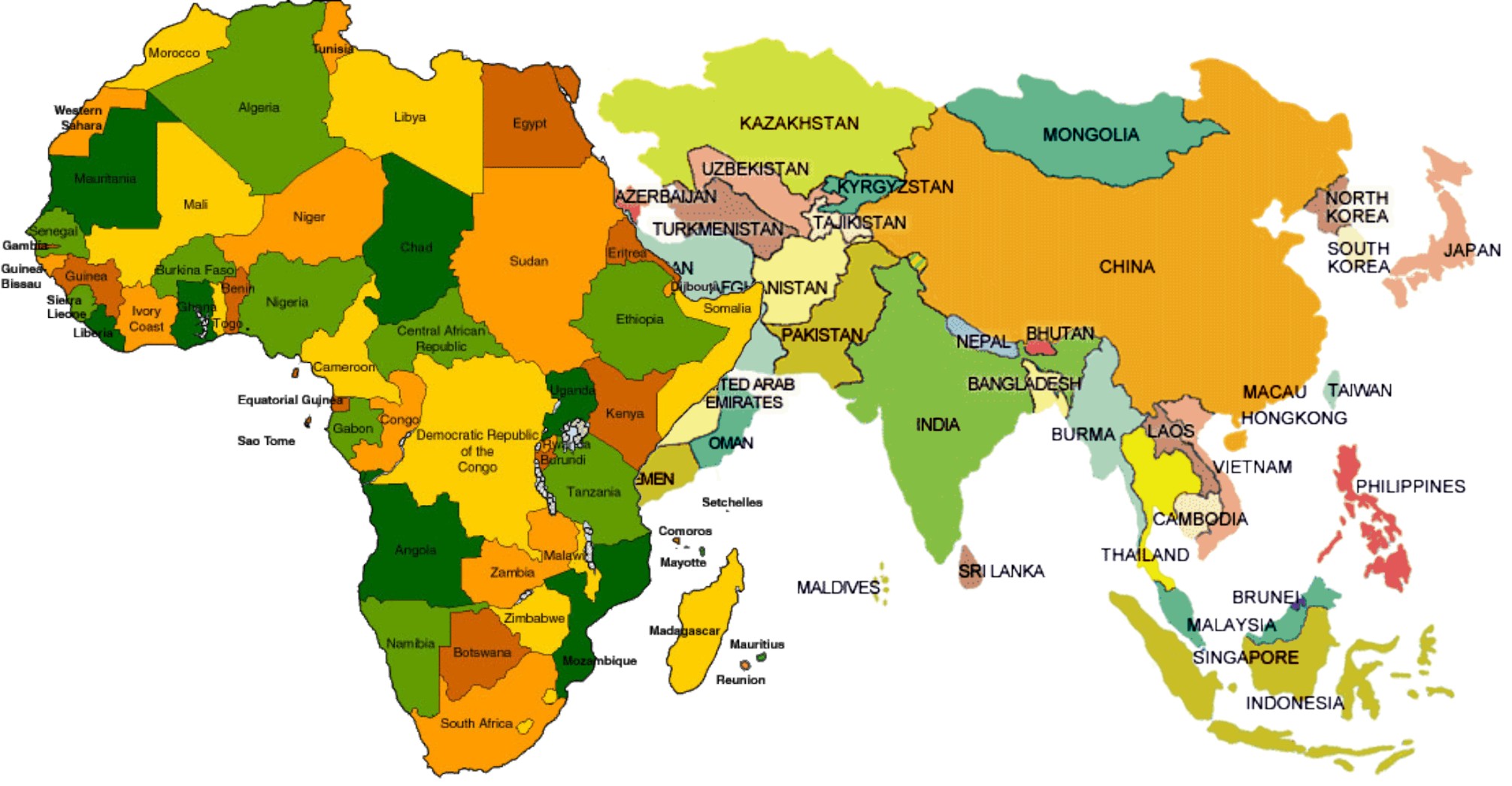 Mapa De Asia Y Africa